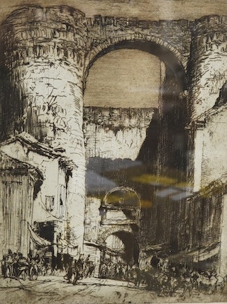 Frank Brangwyn (1867-1956), etching, ‘Gate of Saint Vincent, Avila’, signed in pencil, 40 x 31cm. Condition - good